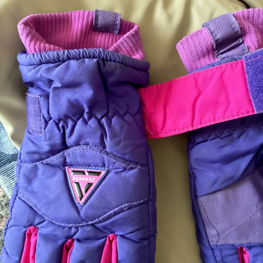 Vintage Saranac Snow Ski Gloves Women/Mens Sz XL Purple Hot Pink Warm 80s 90s